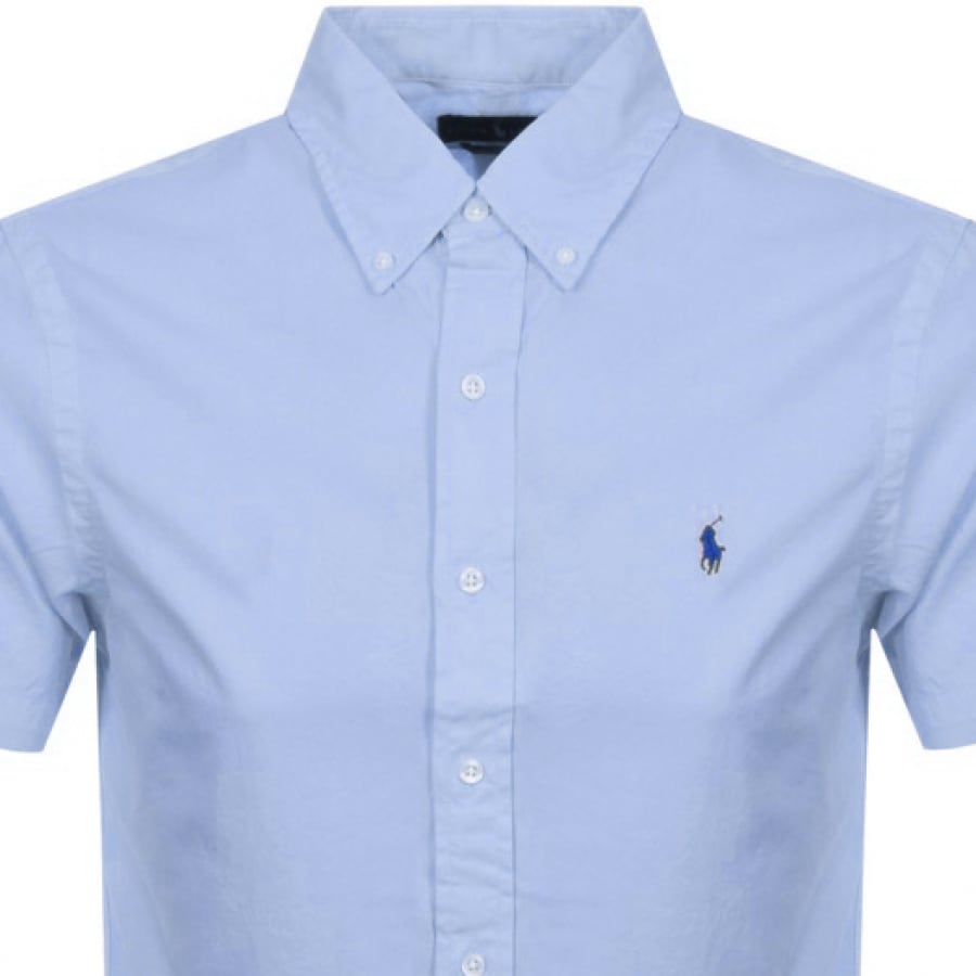 Alternative Image for ProductRalph Lauren Slim Fit Short Sleeve Shirt Blue2